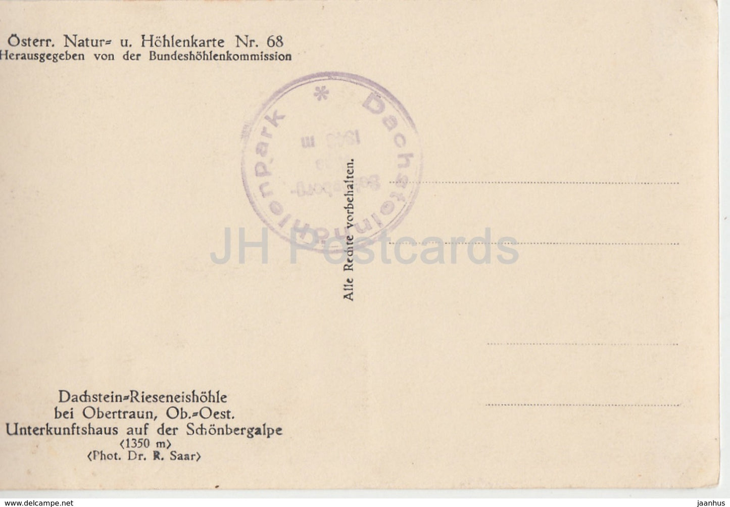 Unterkunftshaus Schonbergalpe - Dachstein Rieseneishohle bei Obertraun - 68 - carte postale ancienne - Autriche - inutilisée