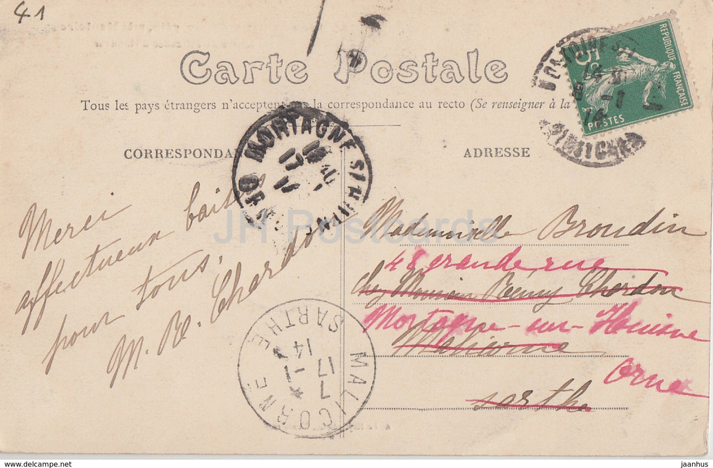 Ruines du Chateau de Lavardin - pres Montoire - castle ruins - 52 - old postcard - 1914 - France - used