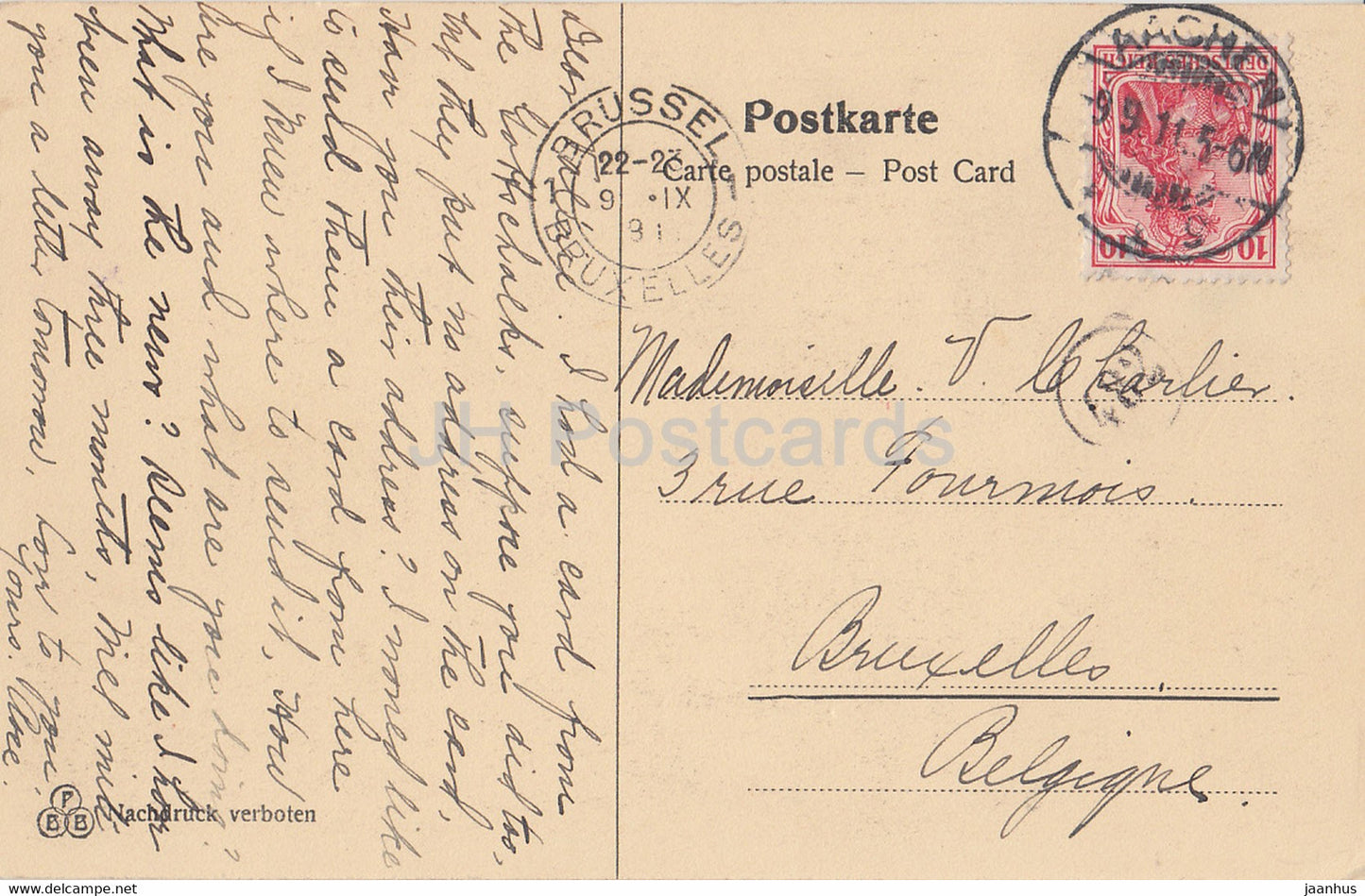 Aachen - Stadttheater - Theater - Gemalde gegen Hermann Killian - alte Postkarte - Deutschland - gebraucht