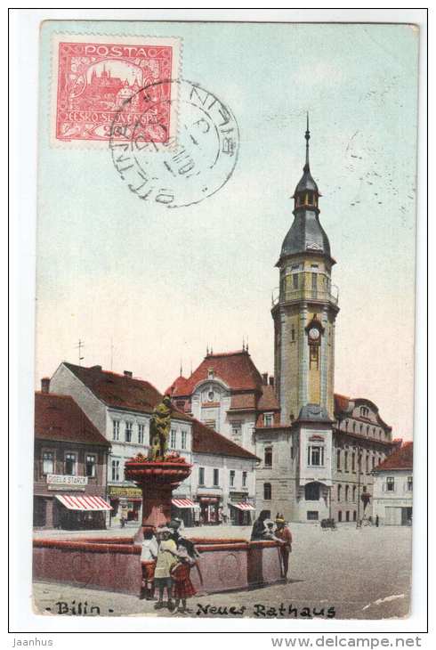 Neues Rathaus - New Town Hall  - Bilin - Bilina - Czech Republik - old postcard - sent to Estonia 1920 - used - JH Postcards