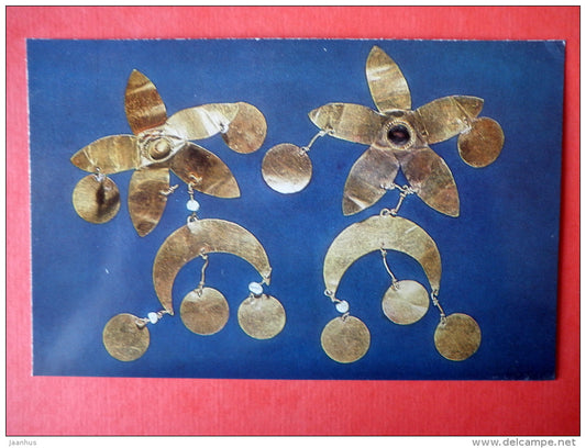 Hairpins - National Museum of Afghanistan - archaeology - Bactrian Gold - 1984 - USSR Russia - unused - JH Postcards