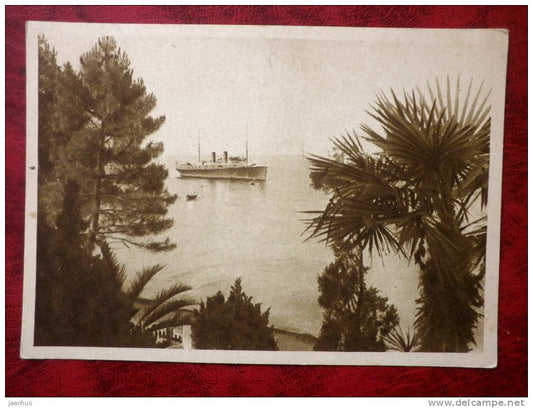 Sochi - view from Riviera at sea - ship - boat - old postcard - Russia - USSR - unused - JH Postcards