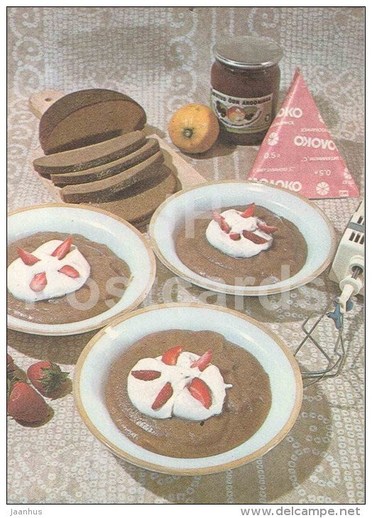 Bread Creme - dishes - Estonian Cuisine - recepie - 1985 - Estonia USSR - unused - JH Postcards