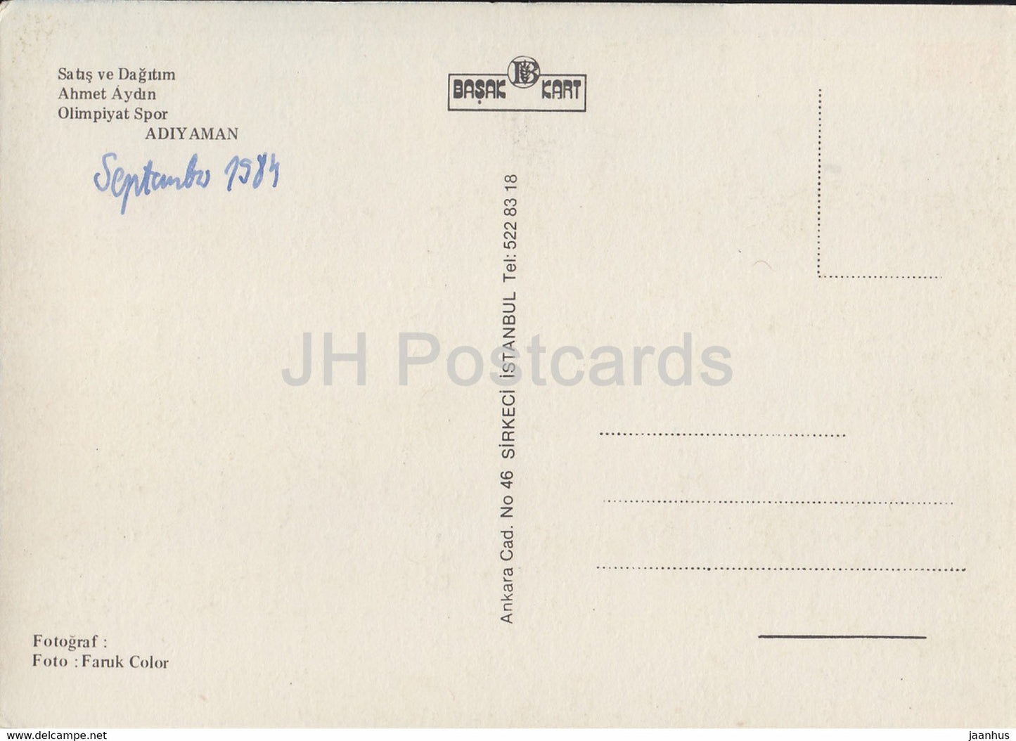 Adiyaman - Ventes et distribution Ahmet Aydin - Olimpiyat spor - 1 - 1984 - Turquie - d'occasion