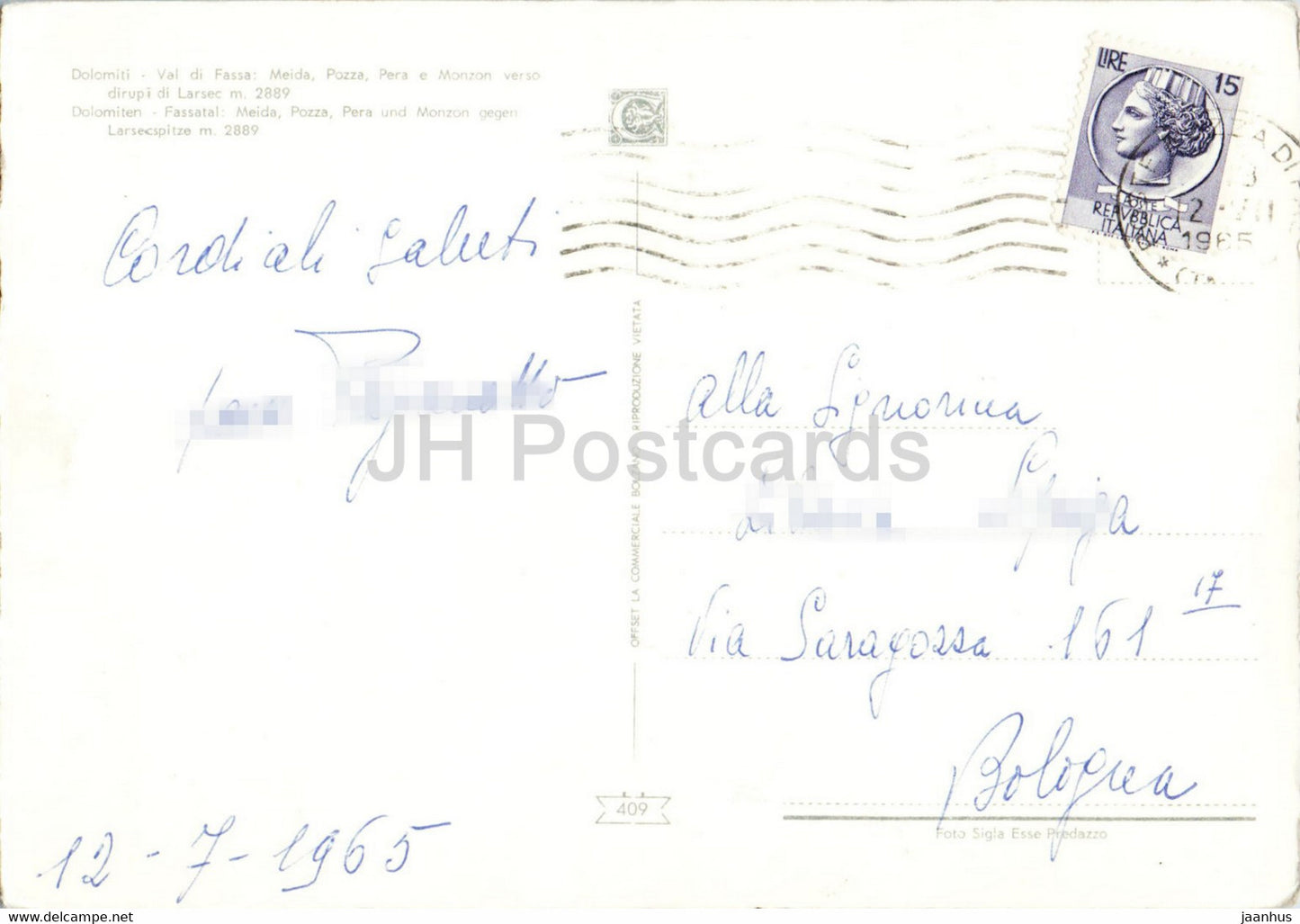 Val di Fassa - Meida Pozza Pera Monzon - dirupi di Larsec - 1965 - Italy - used