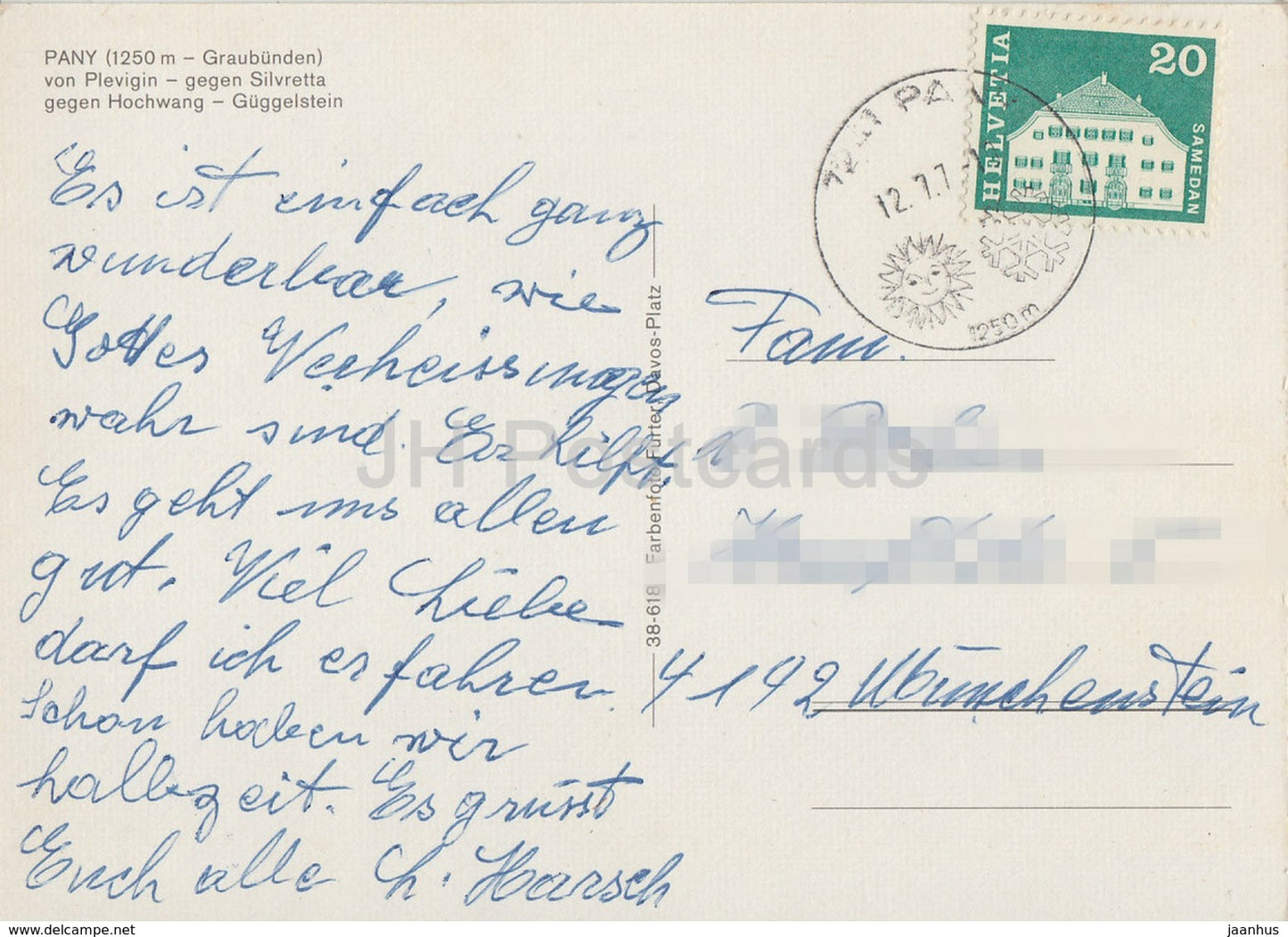Pany 1250 m von Plevigin gegen Silvretta gegen Hochwang - Guggelstein - Schweiz - gebraucht
