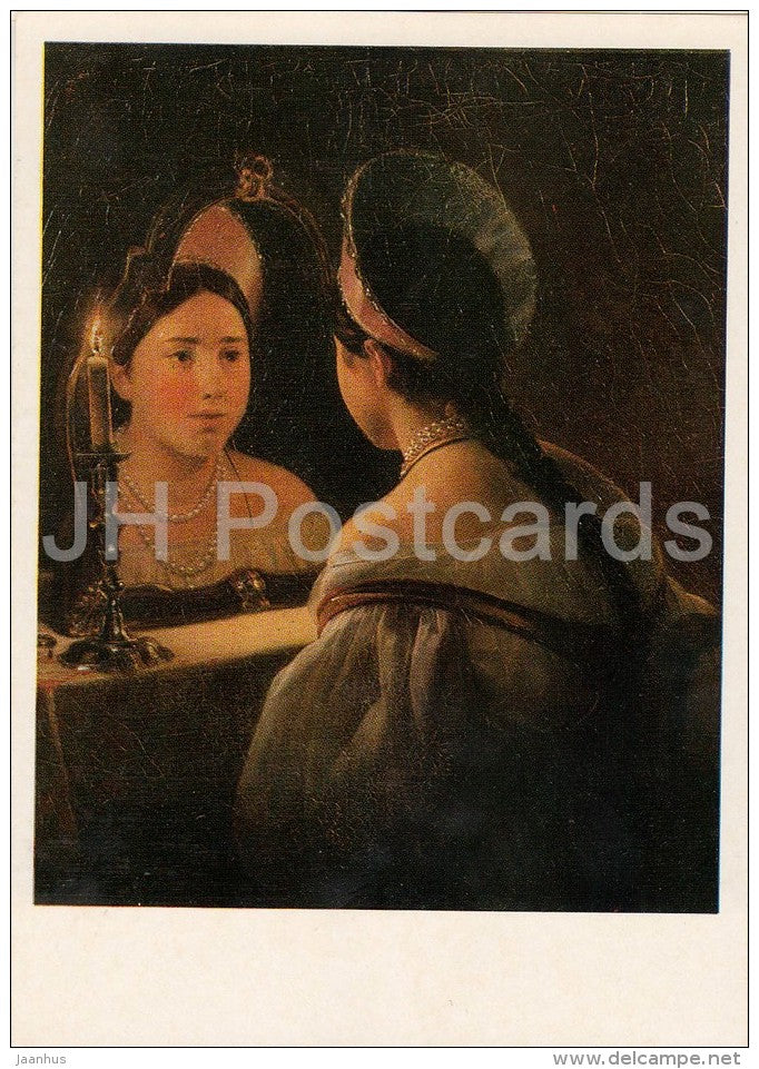 painting by K. Bryullov - Svetlana tell Fortunes , 1836 - woman - Russian art - 1975 - Russia USSR - unused - JH Postcards