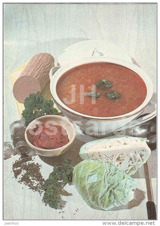 Winter Soup - dishes - Estonian Cuisine - recepie - 1985 - Estonia USSR - unused - JH Postcards