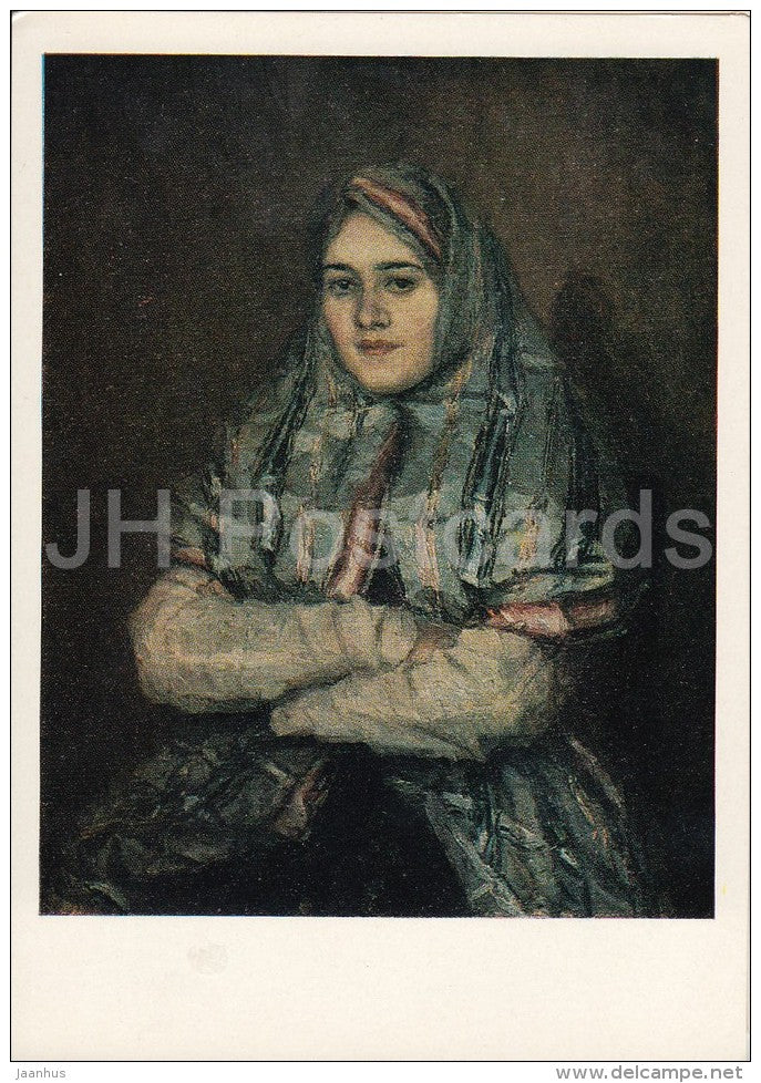 painting by V. Surikov - Citizen . Portrait of A. Yemelyanova , 1902 - Russian art - 1978 - Russia USSR - unused - JH Postcards
