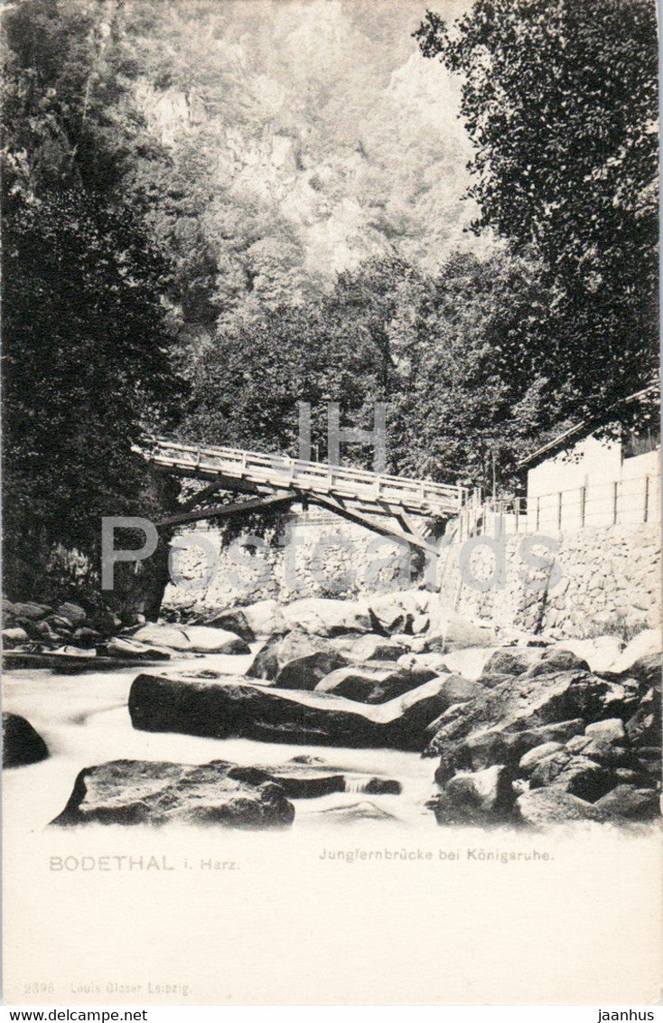Bodethal i Harz - Jungfernbrucke bei Konigsruhe - bridge - old postcard - Germany - unused - JH Postcards
