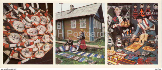 Handicraft - folk art - spoon - Komi Republic - 1984 - Russia USSR - unused - JH Postcards