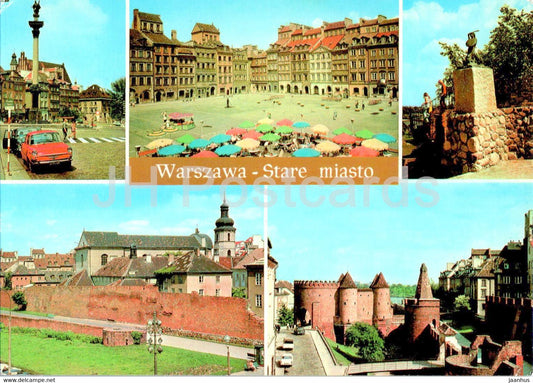 Warsaw - Warszawa - Stare Miasto - Plac Zamkowy - Rynek Starego Miasta - Warszawska Syrena - car - Poland - unused - JH Postcards