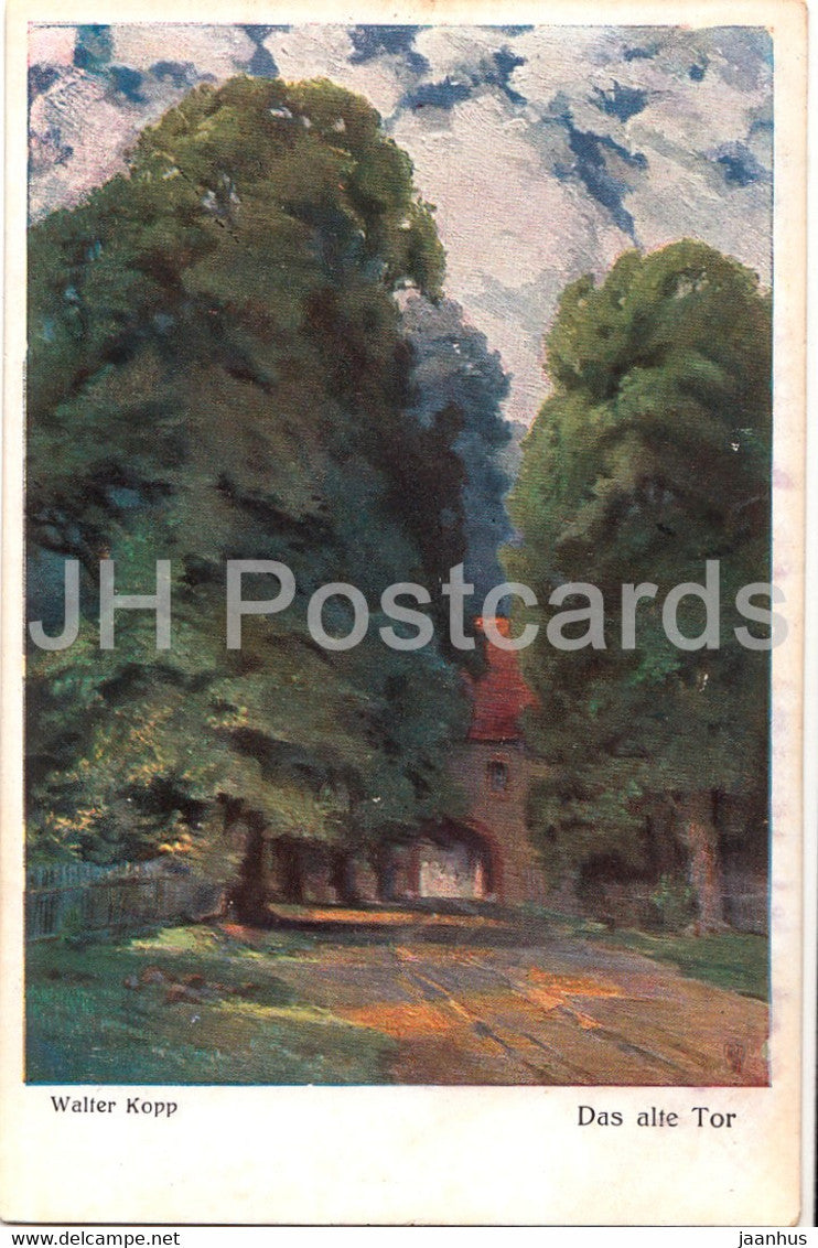 painting by Walter Kopp - Das Alte Tor - Wenau Rubbens Kunstlerkarte - German art - old postcard - Germany - used - JH Postcards