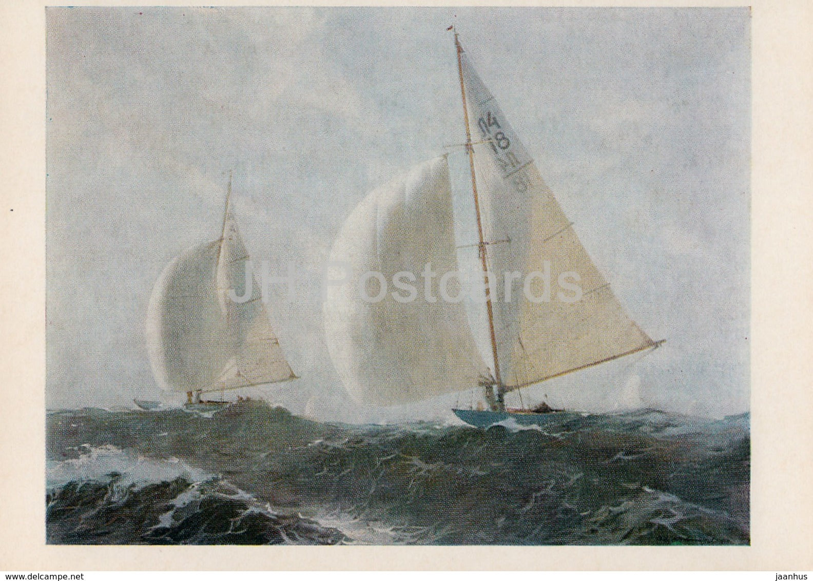 painting by E. Kalnins - The Seventh Baltic Regatta - Sport - Soviet art - 1978 - Russia USSR - unused