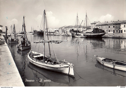 Pesaro - Porto - port - sailing boat - ship - Italy - 1958 - used - JH Postcards