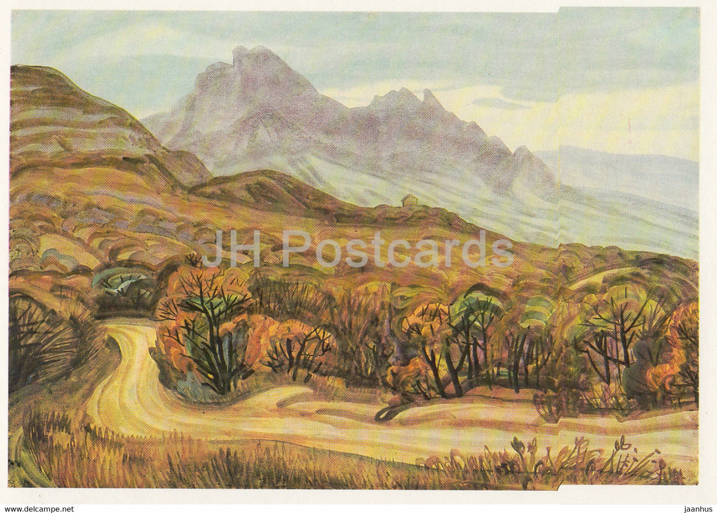 painting by G. Efimochkin - Koktebel - The road from the southern pass - Russian art - 1989 - Russia USSR - unused - JH Postcards