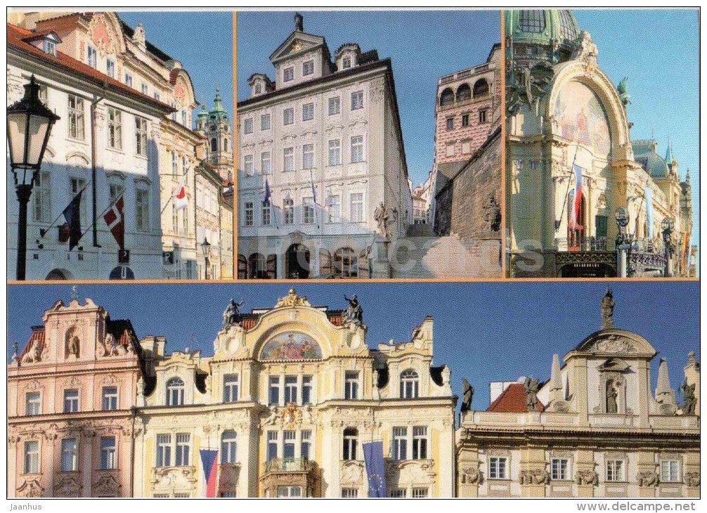 houses - Maltese square - Town hall steps - Old Town Square - Prague - Praha - Czech - unused - JH Postcards