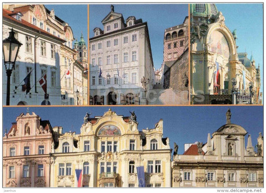 houses - Maltese square - Town hall steps - Old Town Square - Prague - Praha - Czech - unused - JH Postcards