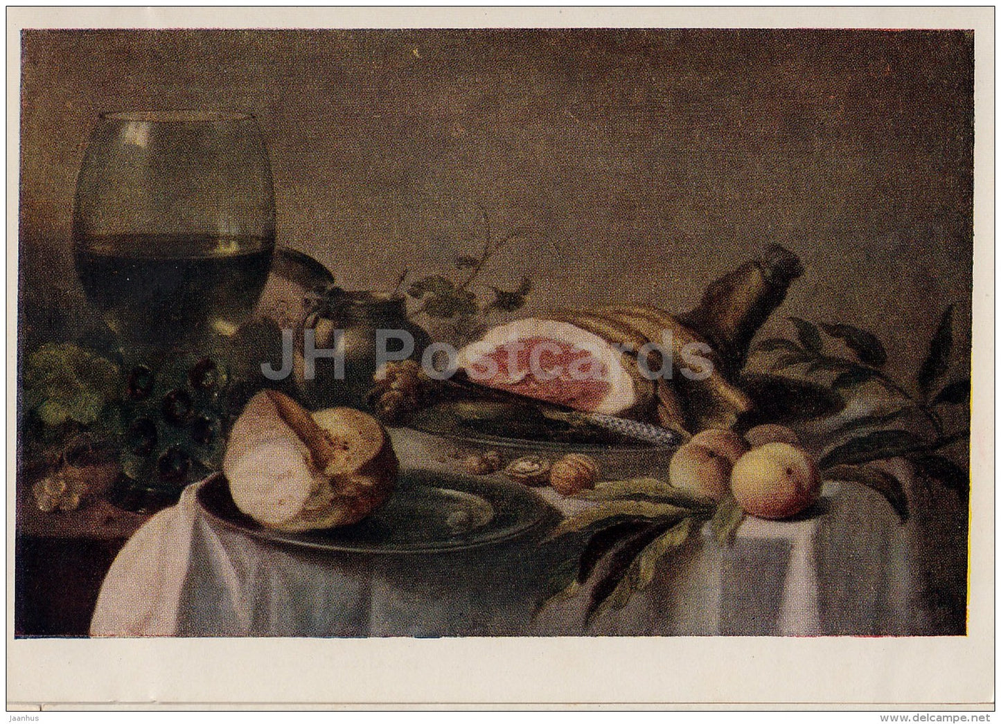 painting  by Pieter Claesz - Breakfast with Ham , 1647 - Dutch art - 1954 - Russia USSR - unused - JH Postcards