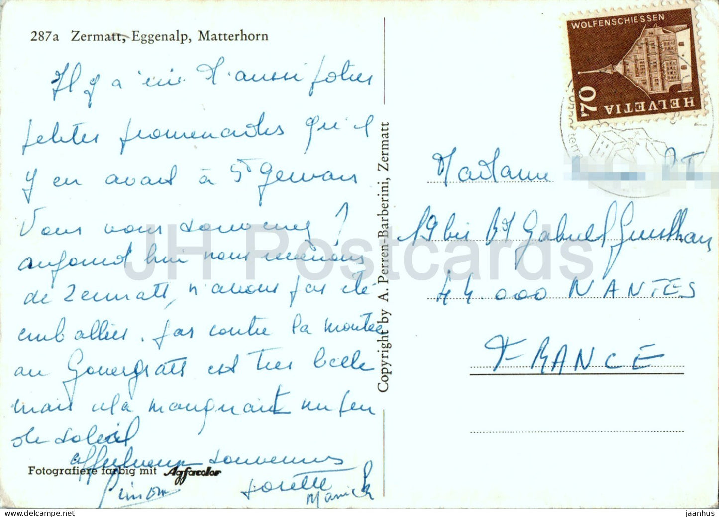 Zermatt - Eggenalp - Matterhorn - 287 - Suisse - occasion 