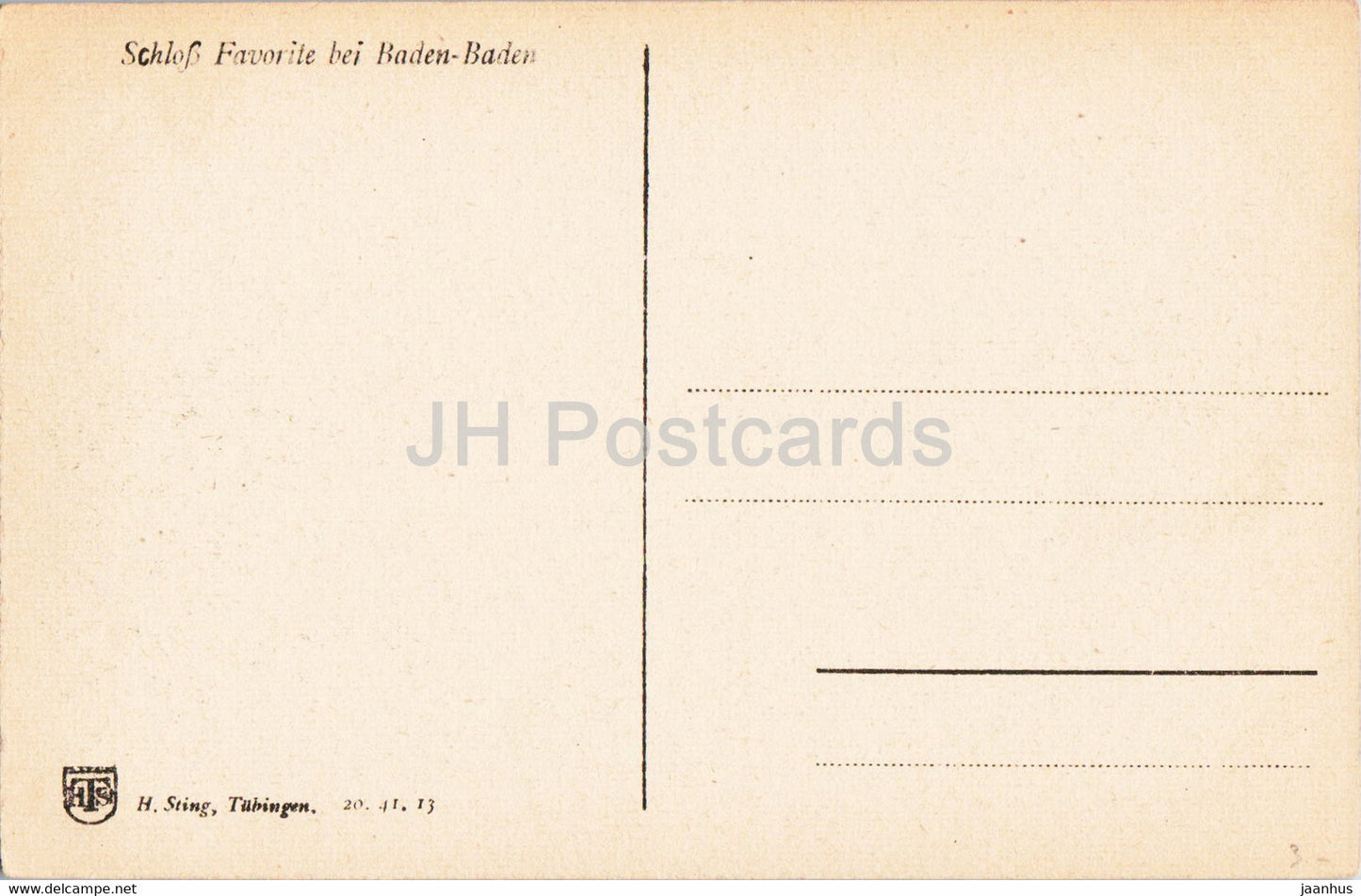 Schloss Favorite bei Baden Baden - château - carte postale ancienne - Allemagne - inutilisé