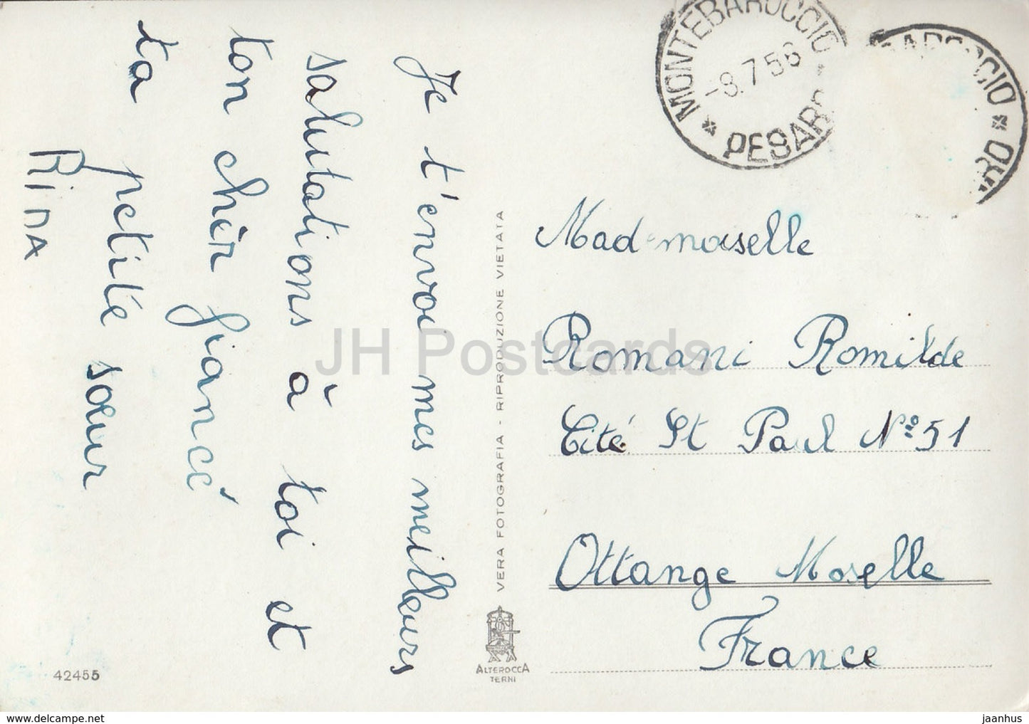 Pesaro - Porto - port - sailing boat - ship - Italy - 1958 - used