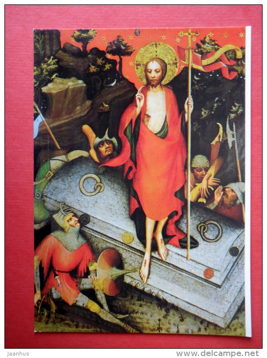 Master of the Trebon Altar , before 1380 , Resurrection , Jesus - Czech Gothic Art - Czechoslovakia - unused - JH Postcards