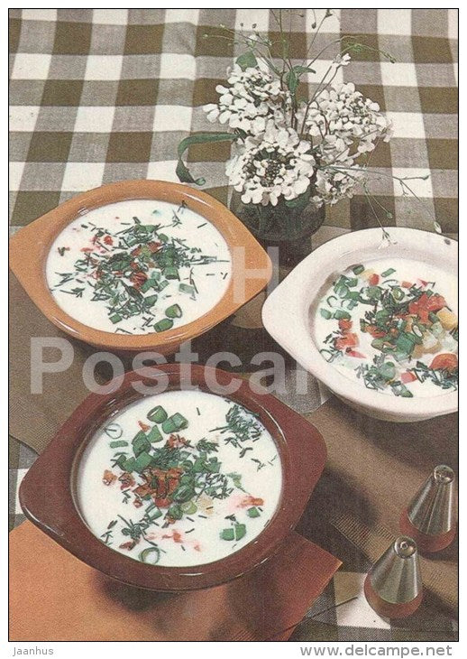 Cold kefir soup - dishes - Estonian Cuisine - recepie - 1985 - Estonia USSR - unused - JH Postcards