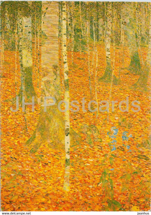 painting by Gustav Klimt - Birkenholz - Birch Trees - Austrian art - Austria - unused - JH Postcards