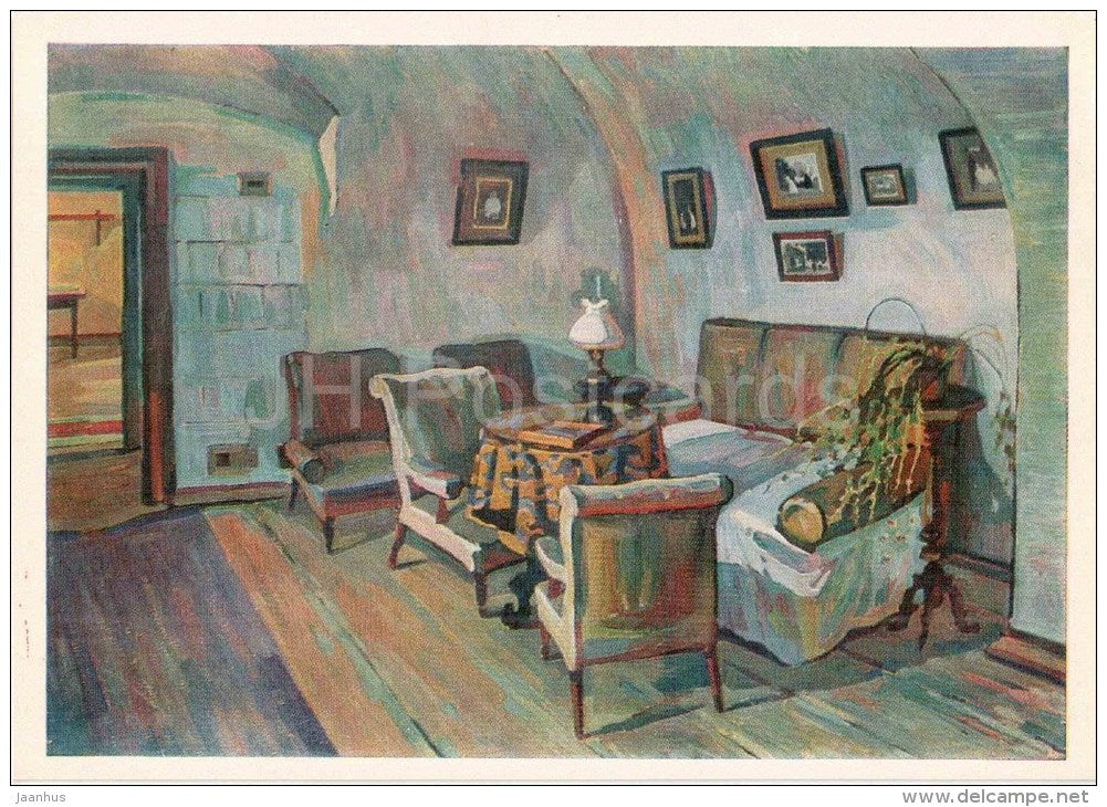 painting by A. Trofimov - Yasnaya Polyana . Room under the arches - Leo Tolstoy - 1978 - Russia USSR - unused - JH Postcards
