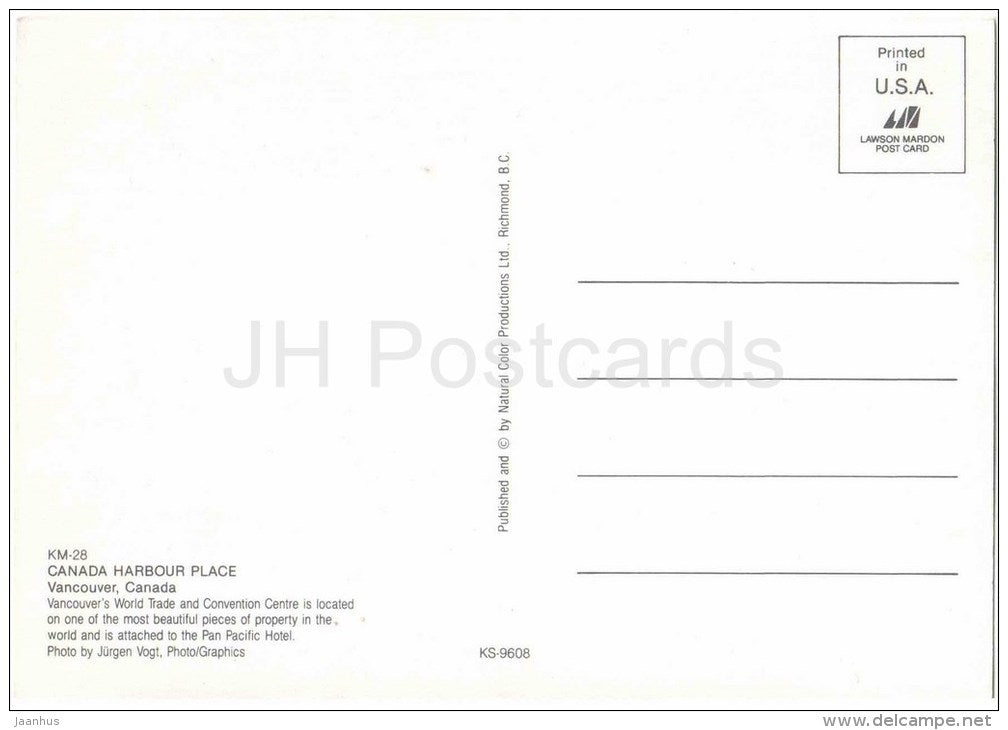 Canada Harbour Place - World Trade and Convention Centre - British Columbia - Vancouver - Canada - unused - JH Postcards