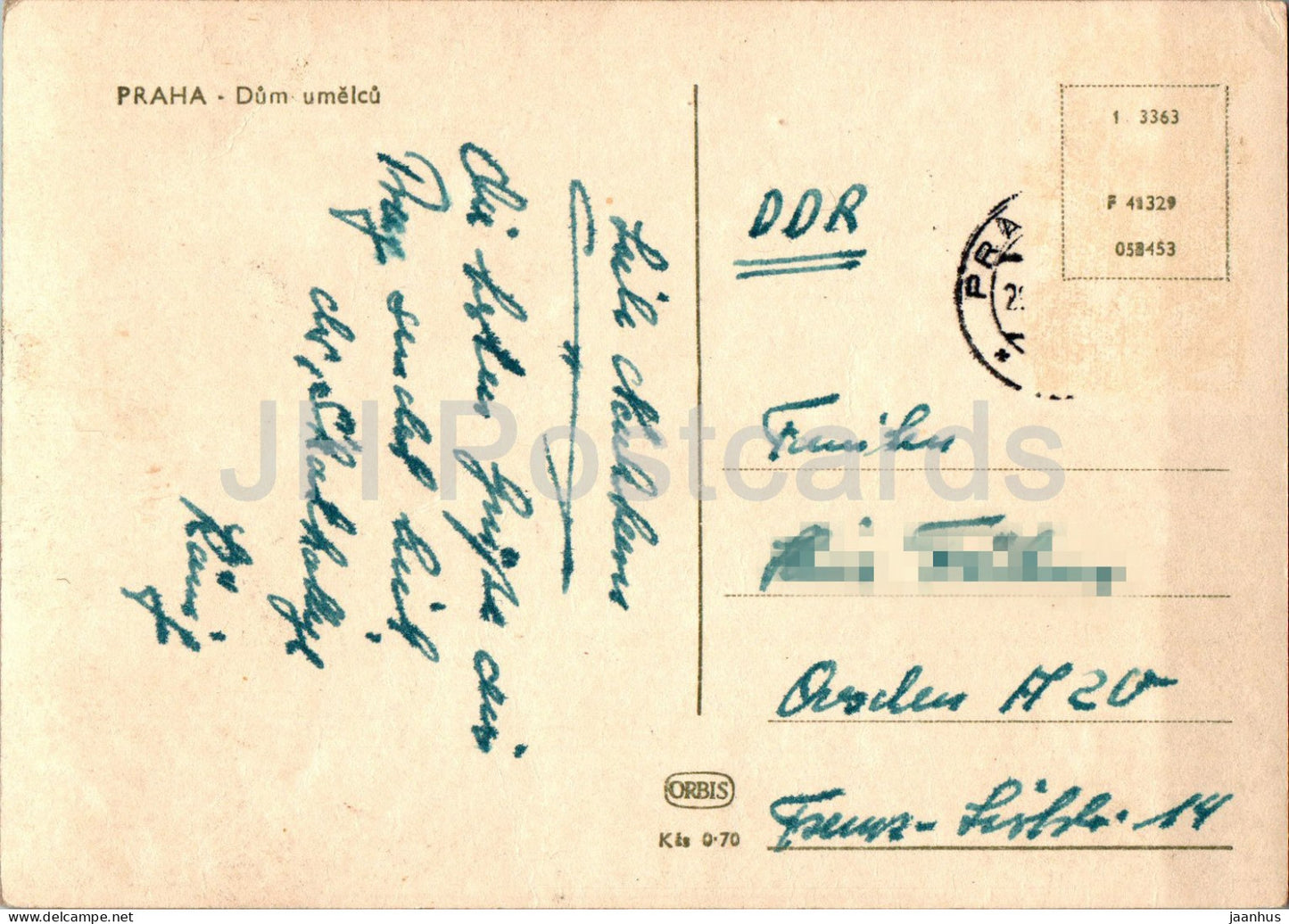 Praha - Prag - Dum umelcu - Das Haus der Künstler - alte Postkarte - Tschechien - Tschechoslowakei - gebraucht