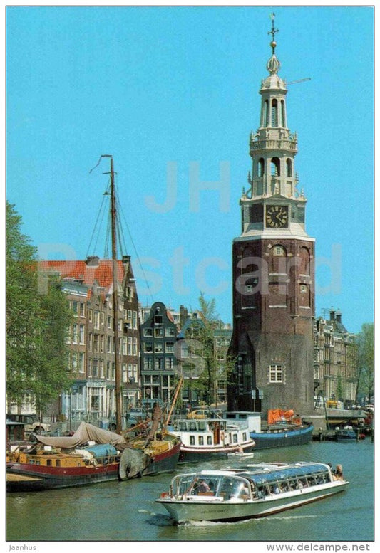 Montelbaan tower - passenger boat - Amsterdam - Netherlands - unused - JH Postcards