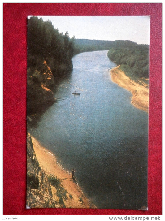 The Gauja river near Erglju Rocks - Latvia USSR - unused - JH Postcards