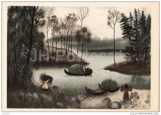 illustration by K. Sokolov - Leaflets - In the Land of Unfrightened Birds by M. Prishvin - 1979 - Russia USSR - unused - JH Postcards