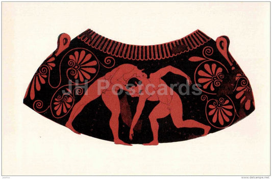 Wrestlers . Vase . 6. century BC - Games in Ancient Olympia - Greece - 1972 - Russia USSR - unused - JH Postcards