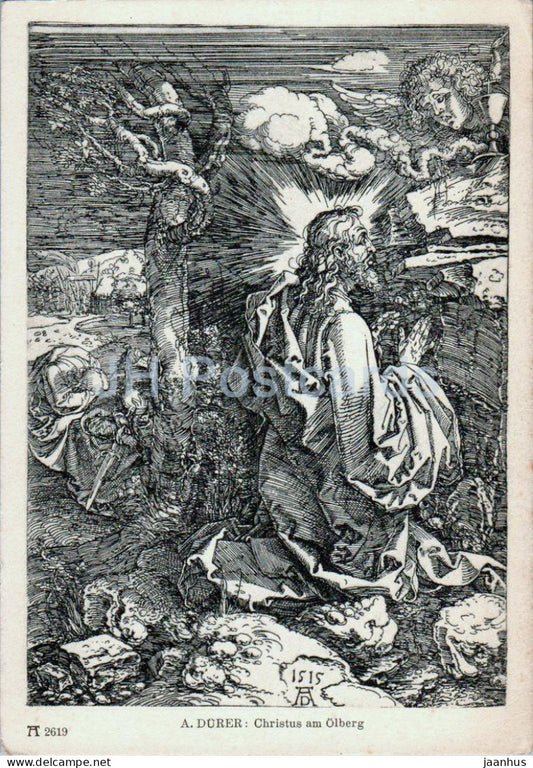 Engraving by Albrecht DÃ¼rer - Christus am Ã–lberg - 2619 - German art - old postcard - Germany - unused - JH Postcards