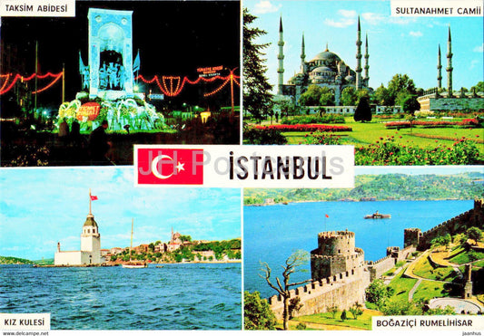 Greetings from Istanbul - Taksim monument - Kiz Kulesi - 80 - Keskin - Turkey - unused - JH Postcards