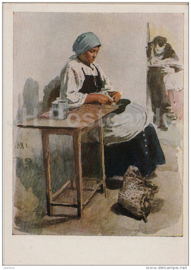 painting  by I. Repin - Cook , 1881 - woman - Russian art - 1955 - Russia USSR - unused - JH Postcards
