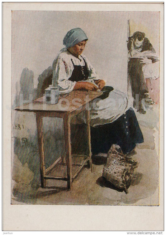 painting  by I. Repin - Cook , 1881 - woman - Russian art - 1955 - Russia USSR - unused - JH Postcards