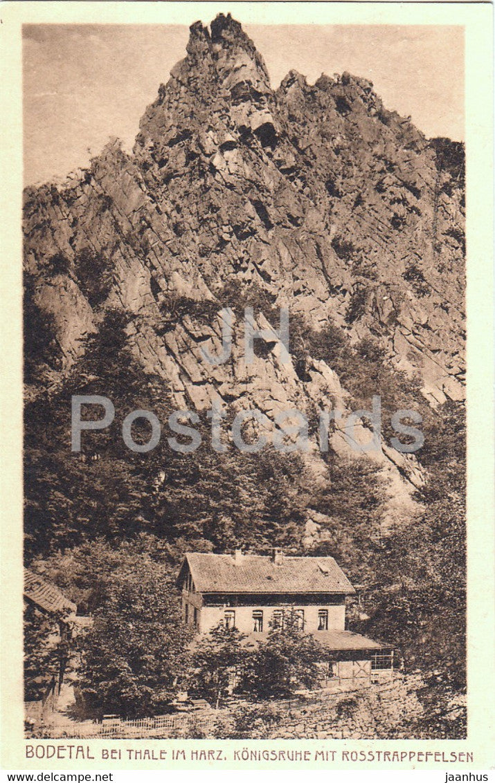 Bodetal bei Thale im Harz - Konigsruhe mit Rosstrappefelsen - 2244 - old postcard - Germany - unused - JH Postcards