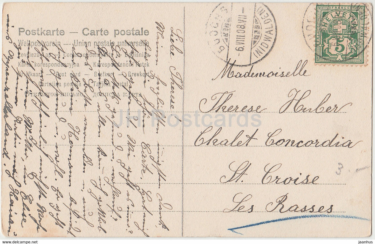 girls - children - 708 - old postcard - 1908 - used