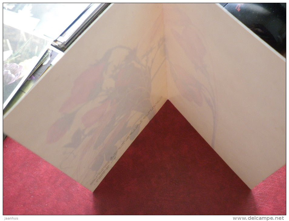 Greeting card - by M. Leis - flowers - strawberry - 1983 - Estonia USSR - unused - JH Postcards