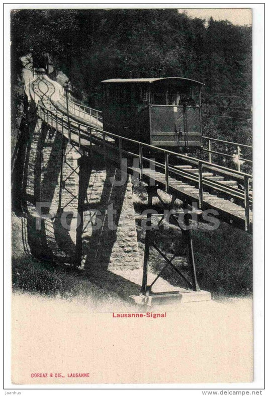 Signal - Lausanne - funicular - Switzerland - sent from Switzerland Lausanne to Tsarist Russia Estonia Reval 1900s - JH Postcards