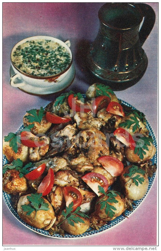 Beef Chakhokhbili - Georgian Cuisine - dishes - Georgia - 1972 - Russia USSR - unused - JH Postcards