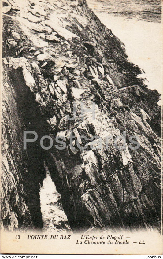 Pointe du Raz - L'Enfer de Plogoff - La Cheminee du Diable - 33 - old postcard - 1938 - France - used - JH Postcards
