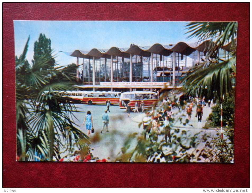 bus station - Sochi - Black Sea Coast - 1974 - Russia USSR - unused - JH Postcards