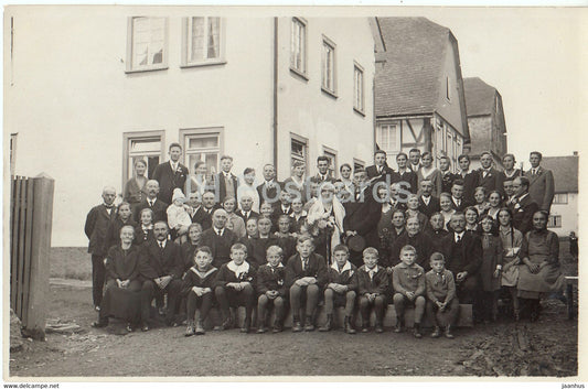 group of people - wedding - photo - old postcard - unused - JH Postcards