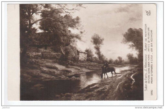 illustration by G. Maroniez - Before Returning - Salon de Paris - horse - AN Paris 5440 - old postcard - unused - JH Postcards