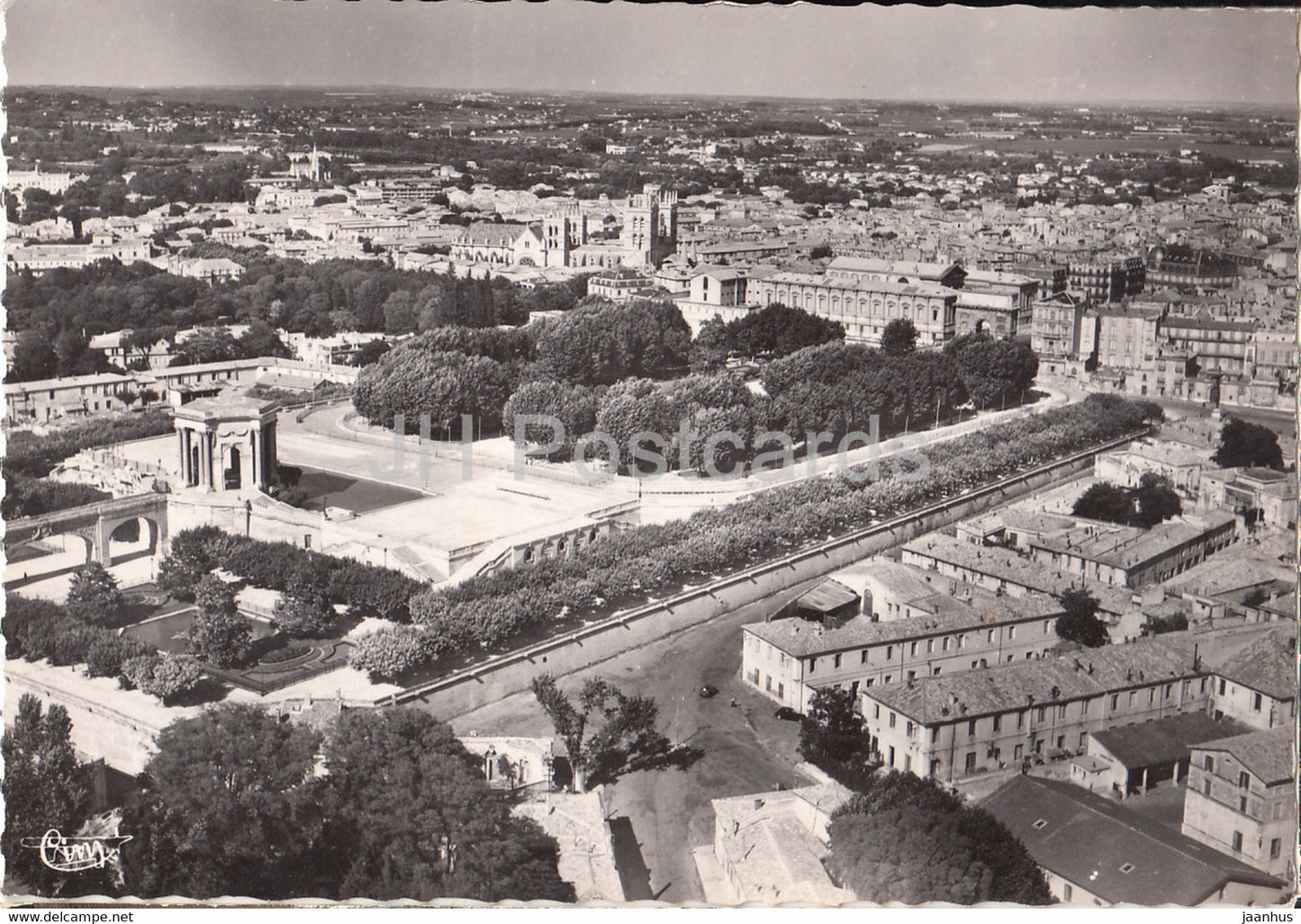 Montpellier - Vue Aerienne - Jardins du Peyrou - garden - France - unused - JH Postcards